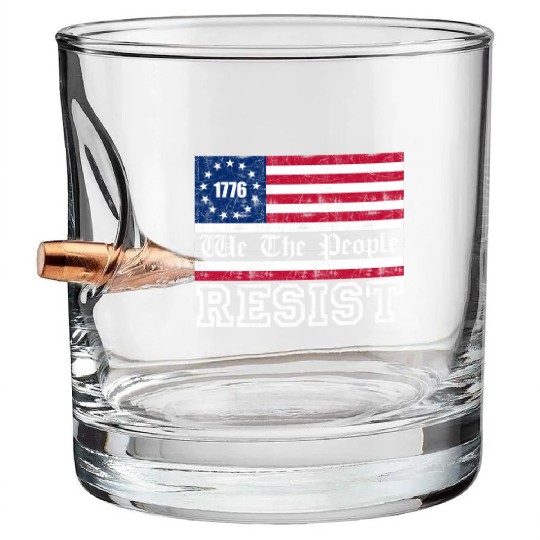 1776 Resist Trump Protest Anti Political US Fla Bullet Whiskey Glasses