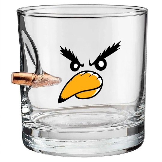 Raven bird looks evil cool funny comic humor face Bullet Whiskey Glasses