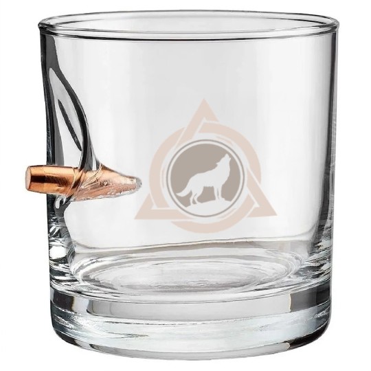 Alter Otherkin Therian Theta Delta Logo Wolf Alpha Bullet Whiskey Glasses
