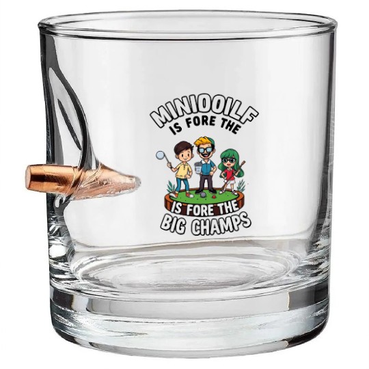 Mini Golf Retro Cartoon on Champion Bullet Whiskey Glasses