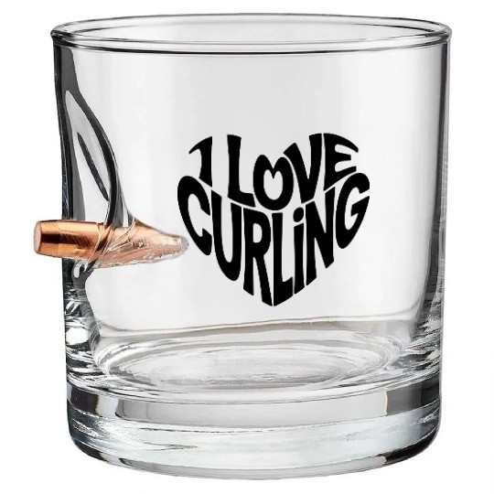 I Love Curling Bullet Whiskey Glasses