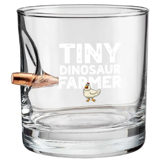 Tiny dino farmer - Dinosaur Funny Dinosaur Farmer Bullet Whiskey Glasses