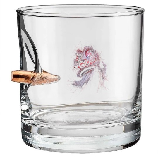 Scribble Lion Dance Mask: Traditional Dance Art Bullet Whiskey Glasses
