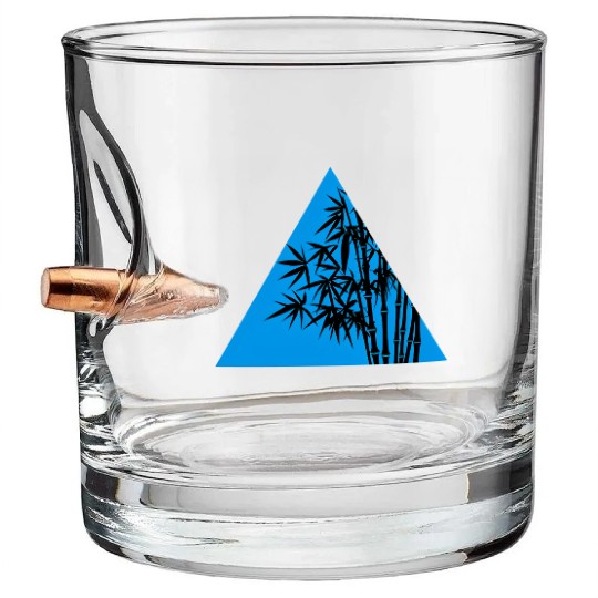 A Blue Triangle and Bamboo Bullet Whiskey Glasses