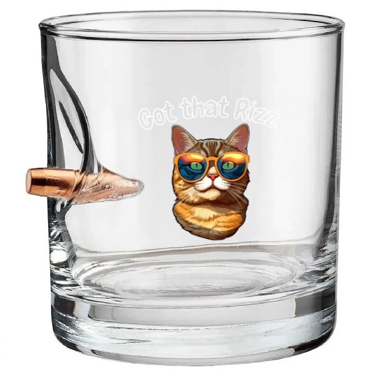 got that rizz cool cat Bullet Whiskey Glasses