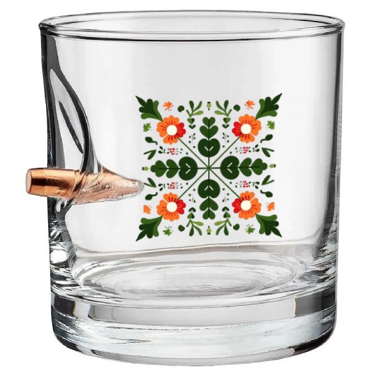 Folk Floral Mandala Bullet Whiskey Glasses
