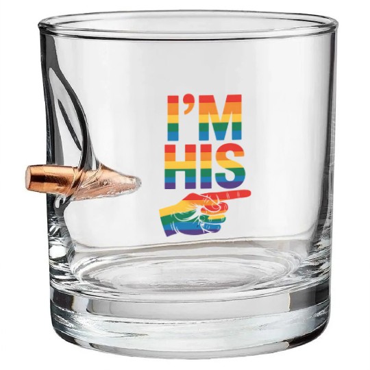 I'm His Gay Couple Matching LGBTQ Pride Bullet Whiskey Glasses