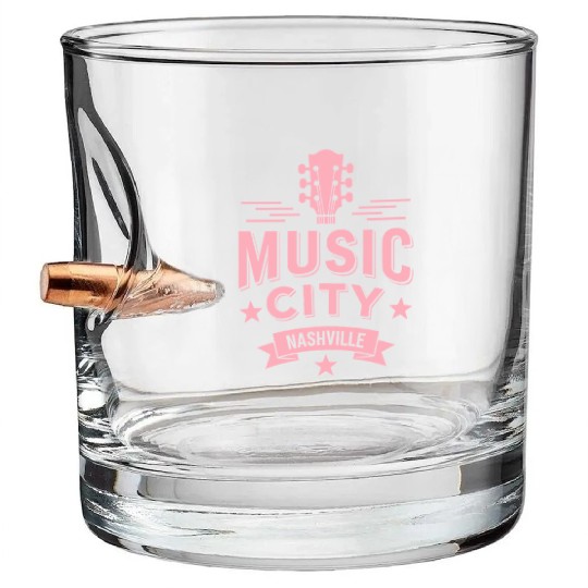 Music City Nashville Guitar Tennessee Bullet Whiskey Glasses