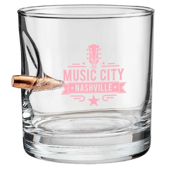Music City Nashville Guitar Tennessee Bullet Whiskey Glasses