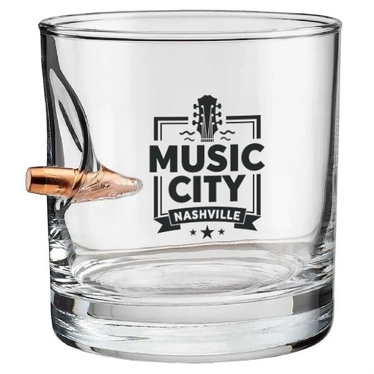 Music City Nashville Guitar Tennessee Bullet Whiskey Glasses