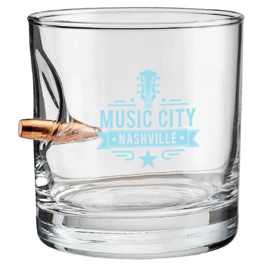 Music City Nashville Guitar Tennessee Bullet Whiskey Glasses