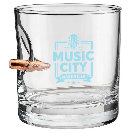 Music City Nashville Guitar Tennessee Bullet Whiskey Glasses