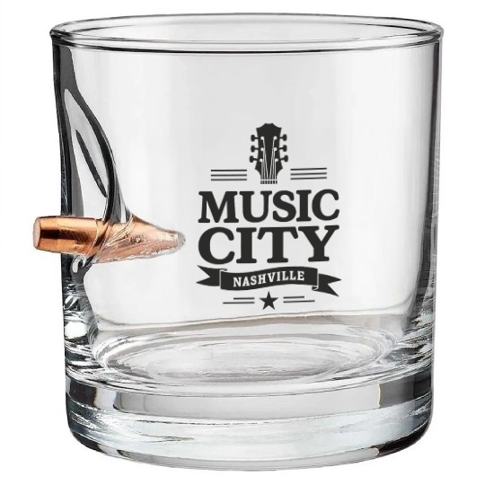 Music City Nashville Guitar Tennessee Bullet Whiskey Glasses