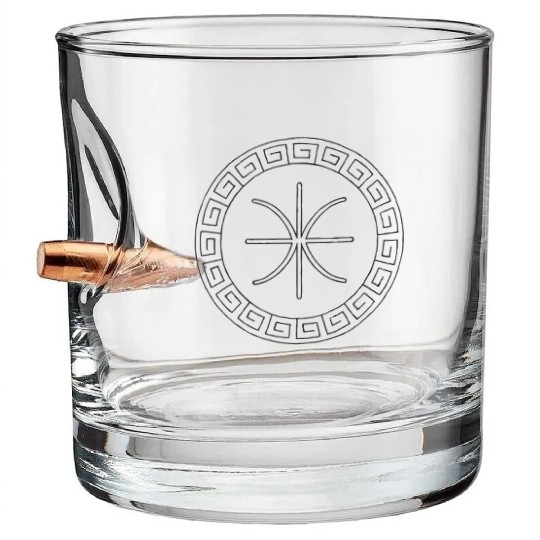 Delphic Epsilon Symbol | Ancient Greek Emblem Bullet Whiskey Glasses