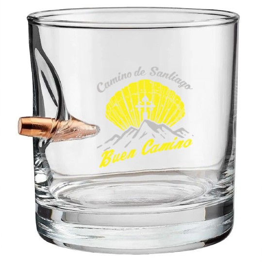 Way of St. James Buen Camino pilgrim shell Bullet Whiskey Glasses