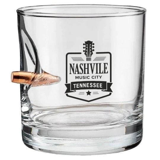 Nashville Music City Guitar Tennessee Bullet Whiskey Glasses