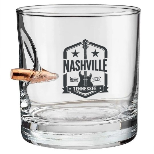 Nashville Music City Guitar Tennessee Bullet Whiskey Glasses
