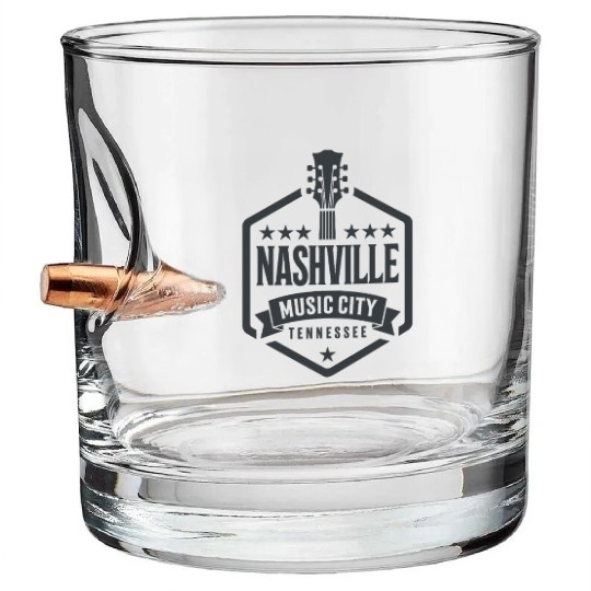 Nashville Music City Guitar Tennessee Bullet Whiskey Glasses