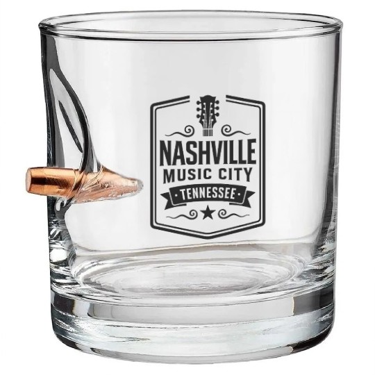 Nashville Music City Guitar Tennessee Bullet Whiskey Glasses
