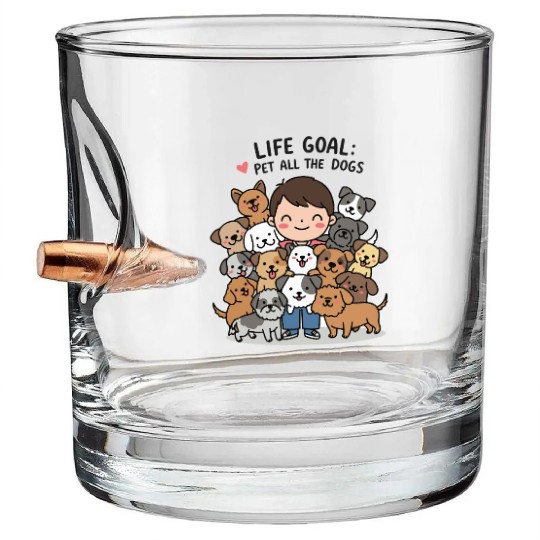 dog lovers life goal Bullet Whiskey Glasses