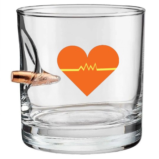 Heartbeat with Heart health care and Cardiac Bullet Whiskey Glasses
