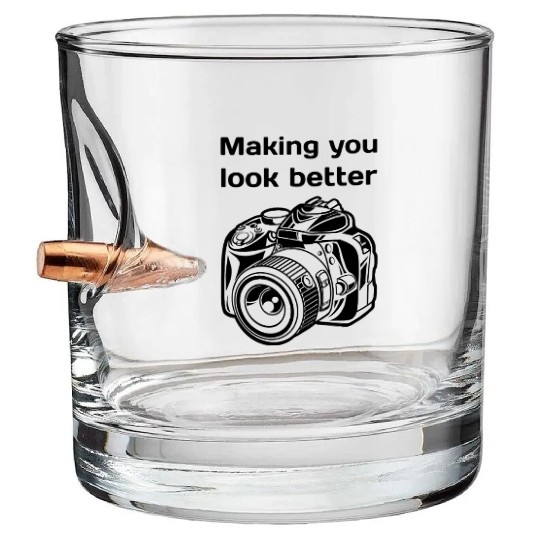Making You Look Better Photography Camera Bullet Whiskey Glasses