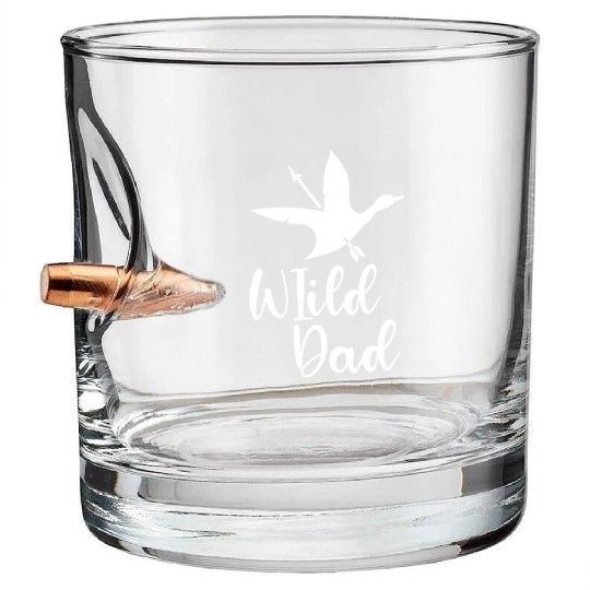Wild Dad Funny Duck Hunting Father’s Day Quote Bullet Whiskey Glasses
