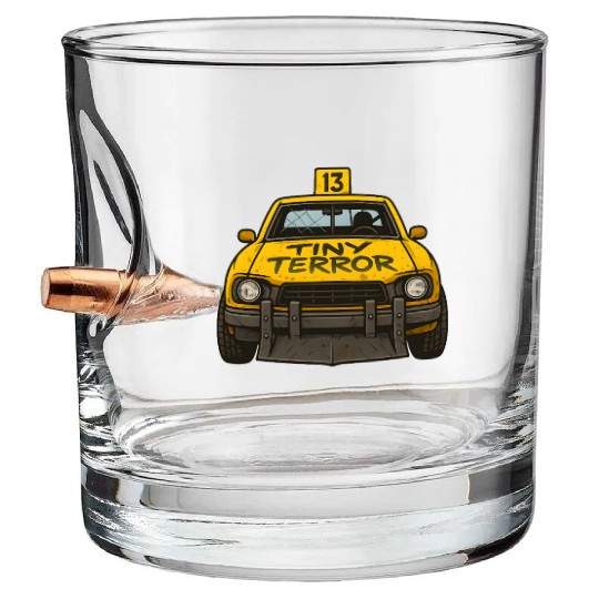 Compact Demolition Derby Design Wreck Event Racing Bullet Whiskey Glasses