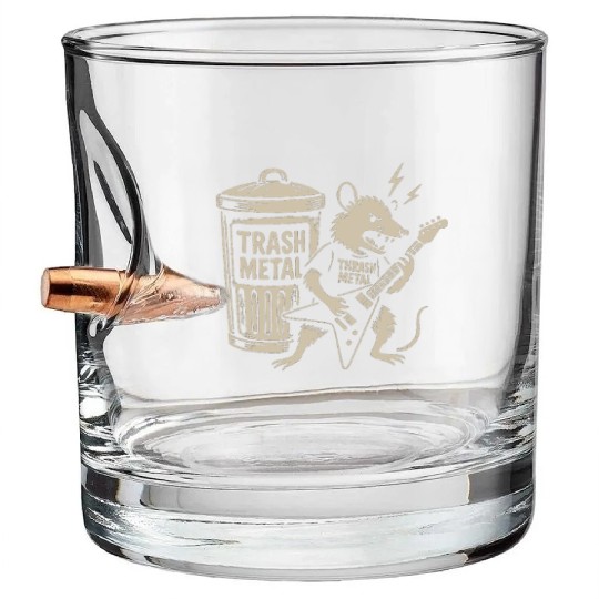 Guitar thrash metal trash metal opossum funny Bullet Whiskey Glasses