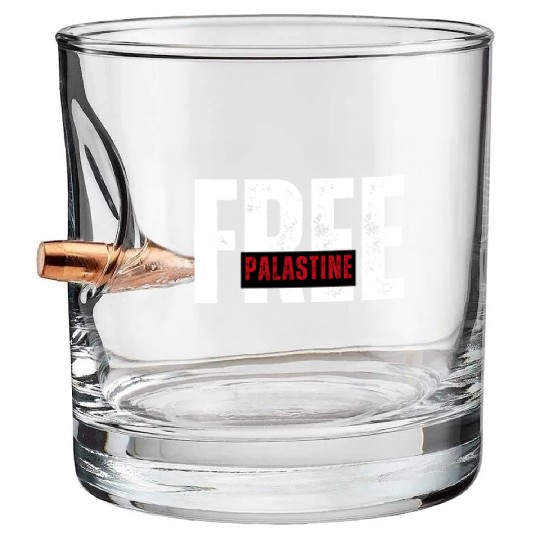 Free Palestine – Solidarity Statement Bullet Whiskey Glasses