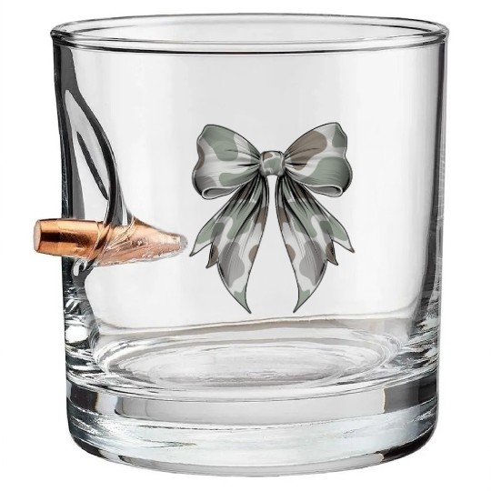 Coquette Bow Camouflage Hunting Hunter Hog Deer Bullet Whiskey Glasses