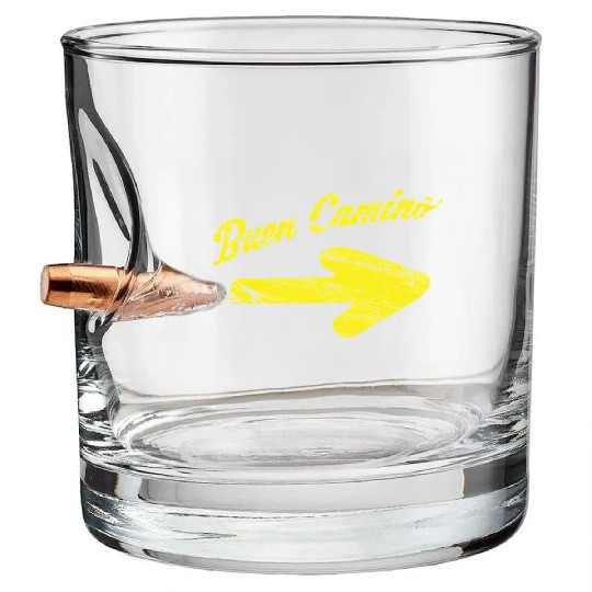 Way of St. James buen camino yellow arrow Bullet Whiskey Glasses