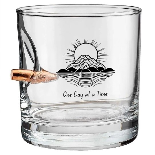 One Day at a Time – Motivational Calm Design Bullet Whiskey Glasses