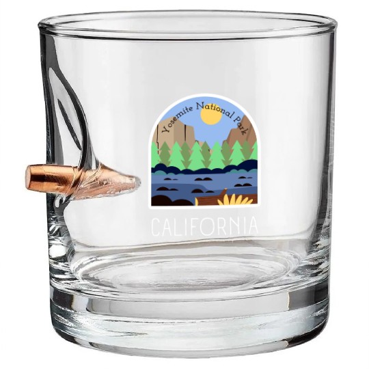 Retro Yosemite National Park California Bullet Whiskey Glasses