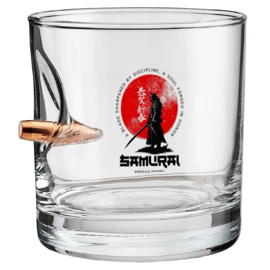 Samurai Warrior Red Sun Bullet Whiskey Glasses - Japanese Culture