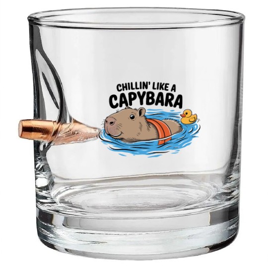 Chillin' Like A Capybara Relaxing Vibes Graphic Bullet Whiskey Glasses