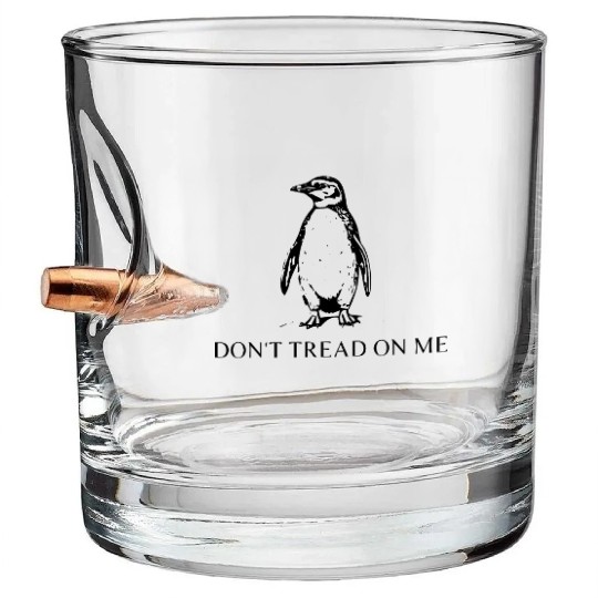 Don't Tread On Me Penguin Tariff Bullet Whiskey Glasses
