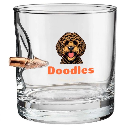 Embrace The Fluff Doodles Dogs Labradoodle Golden Bullet Whiskey Glasses