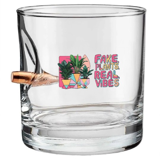 Fake plants, real vibes Bullet Whiskey Glasses