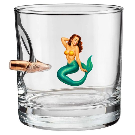 Classic Vintage Mermaid Pinup Bullet Whiskey Glasses