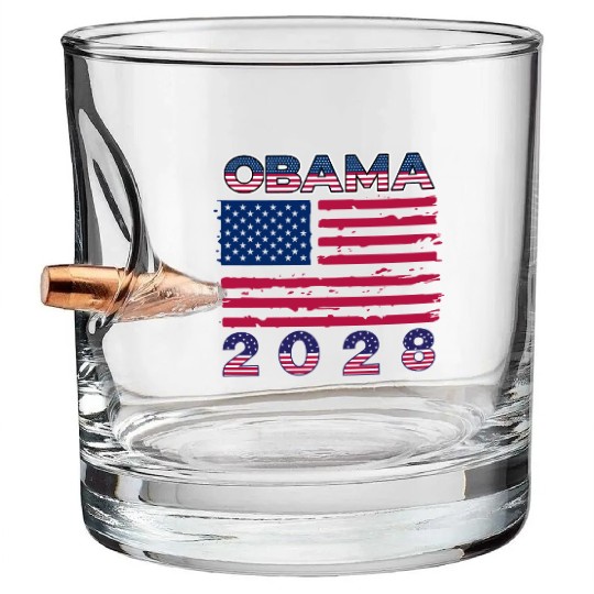 Obama 2028 Vintage Flag Patriotic Politics Protest Bullet Whiskey Glasses