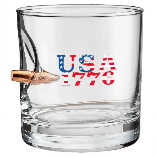 USA Established 1776 Stars Red White Blue Bullet Whiskey Glasses