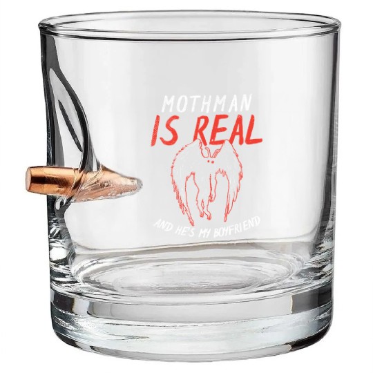 Mothman Is My Boyfriend For Cryptid Lover Bullet Whiskey Glasses