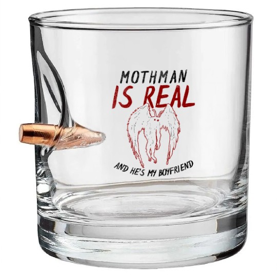 Mothman Is My Boyfriend For Cryptid Lover Bullet Whiskey Glasses