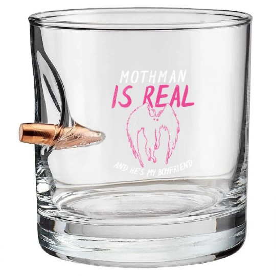 Mothman Is My Boyfriend For Cryptid Lover Bullet Whiskey Glasses
