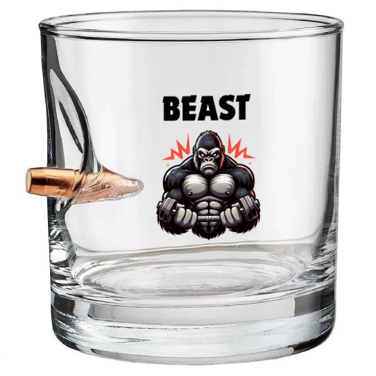 Beast Gym Gorilla – High Contrast Bullet Whiskey Glasses"
