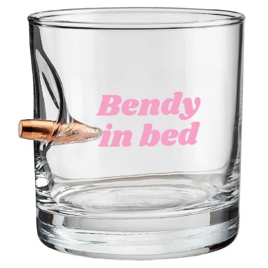 Bendy in Bed | Funny Flirty for Flexible Folks Bullet Whiskey Glasses
