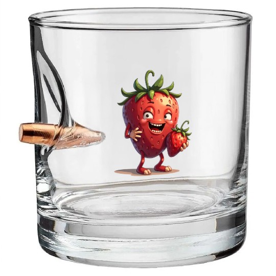 Funny Strawberry Strawberries Fruits Bullet Whiskey Glasses