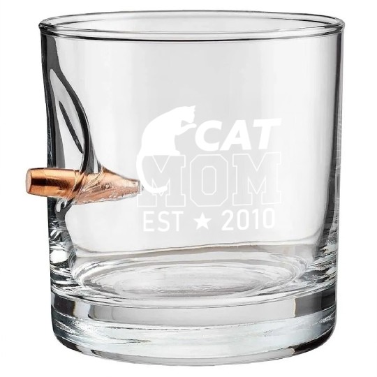 Cat Mom Since 2010 | Cat Lover gift Bullet Whiskey Glasses