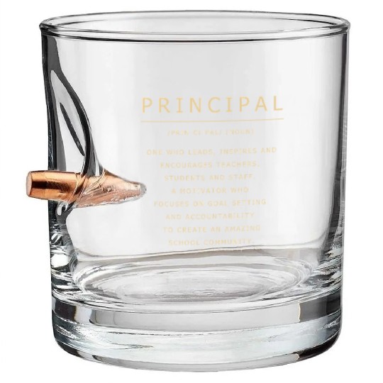 School Principal Back To School Bullet Whiskey Glasses